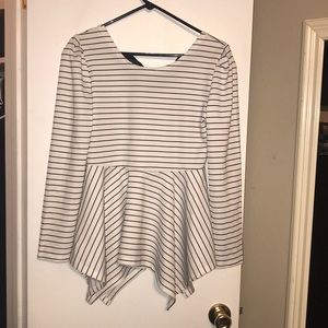 White & Black striped plemplum top